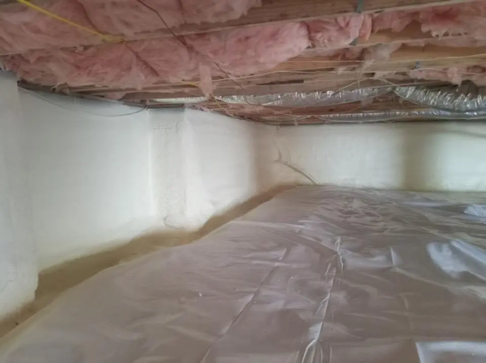 Crawl space encapsulation with closed-cell spray foam for Attic Insulation in Lyndon